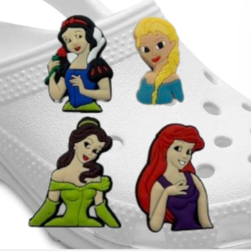BOGO!! Crocs Style Shoe Charms Jibbitz Disney Princesses Frozen Elsa 4pc Set NEW